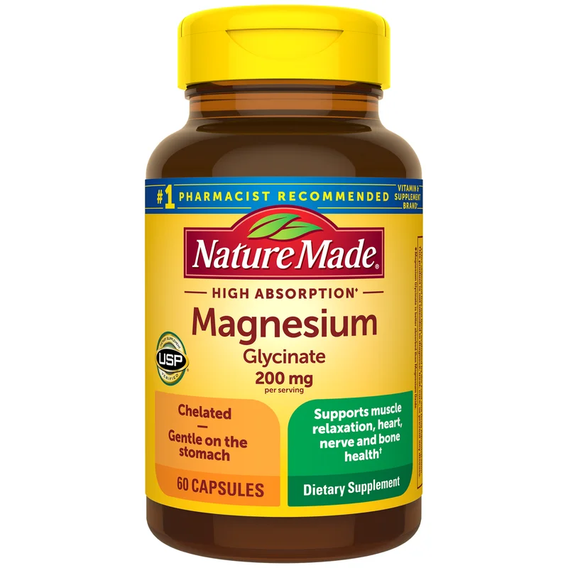 Nature Made High Absorption Magnesium Glycinate 200 mg capsules bottle