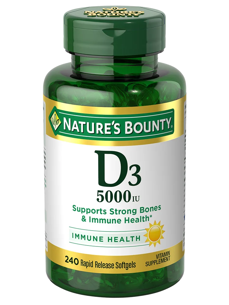 Nature's Bounty Vitamin D3 5000 IU Rapid Release Softgels bottle